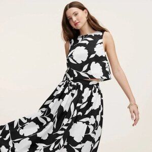 Kate Spade Woman Top+skirt 2 Piece Set Size: M Black/White Floral Sleeveless - M